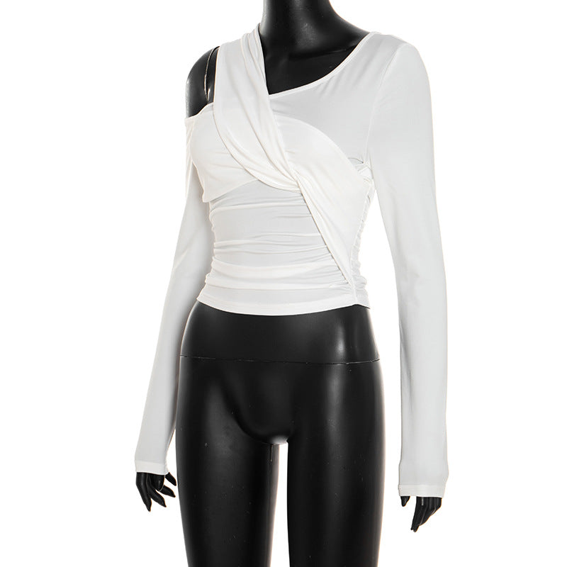 Long sleeve ruched hollow out cut out top  | Festival Outfits Women