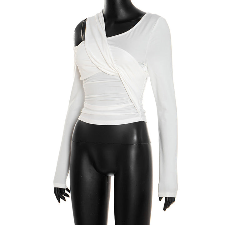 Long sleeve ruched hollow out cut out top  | Festival Outfits Women