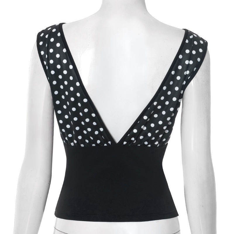 Polka dot sleeveless backless top  | Festival Outfits Women