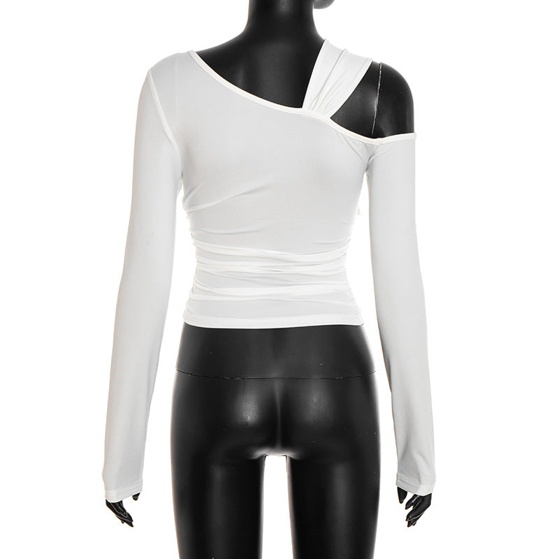 Long sleeve ruched hollow out cut out top  | Festival Outfits Women