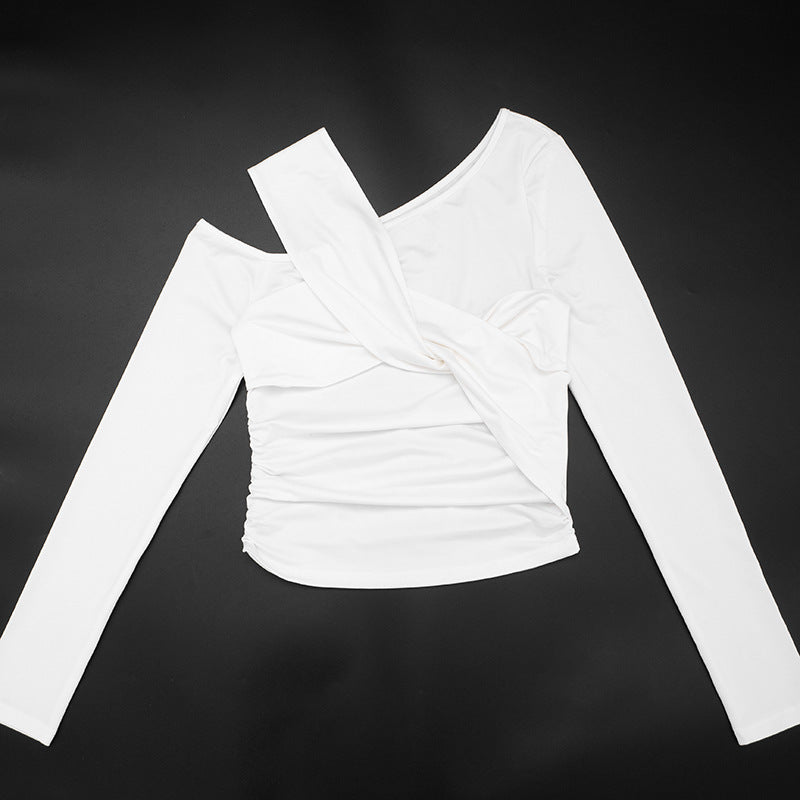 Long sleeve ruched hollow out cut out top  | Festival Outfits Women