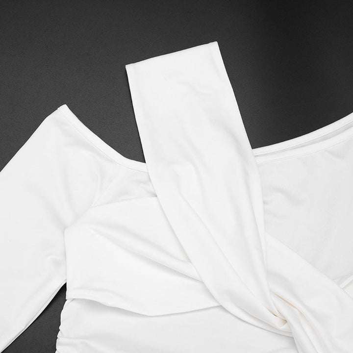 Long sleeve ruched hollow out cut out top  | Festival Outfits Women