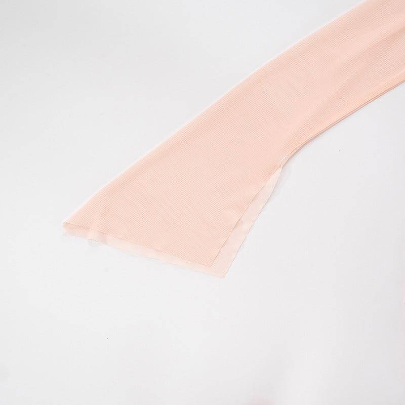One shoulder long sleeve mesh irregular top  | Festival Outfits Women