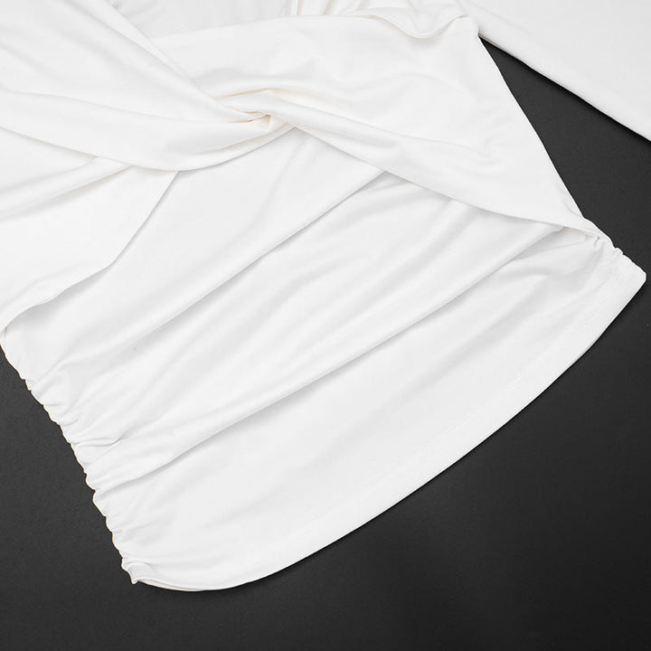 Long sleeve ruched hollow out cut out top  | Festival Outfits Women