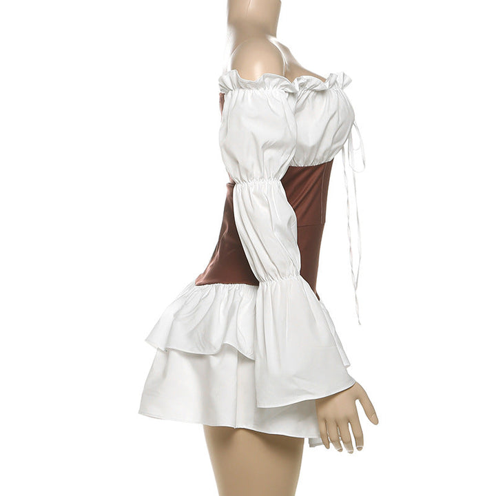 Long flared sleeve off shoulder ruched mini dress  | Festival Outfits Women