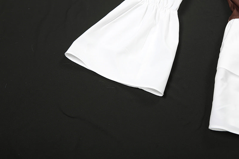 Long flared sleeve off shoulder ruched mini dress  | Festival Outfits Women