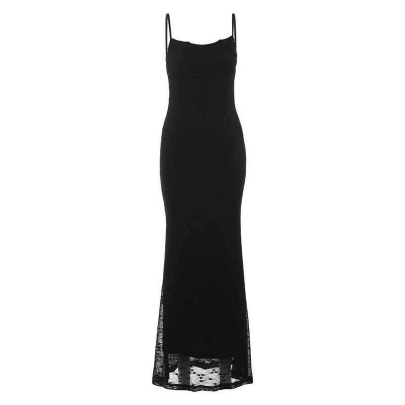 Ruched self tie lace hem backless cami mini dress  | Festival Outfits Women