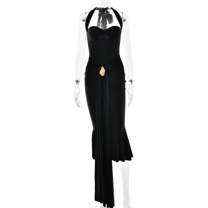 Halter self tie v neck backless midi dress  | Festival Outfits Women