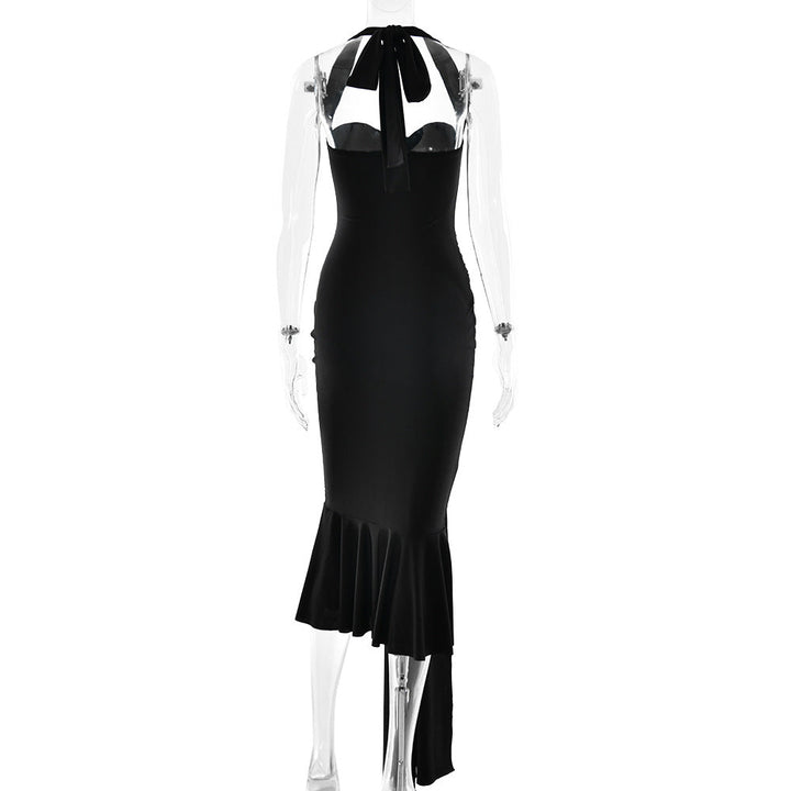Halter self tie v neck backless midi dress  | Festival Outfits Women