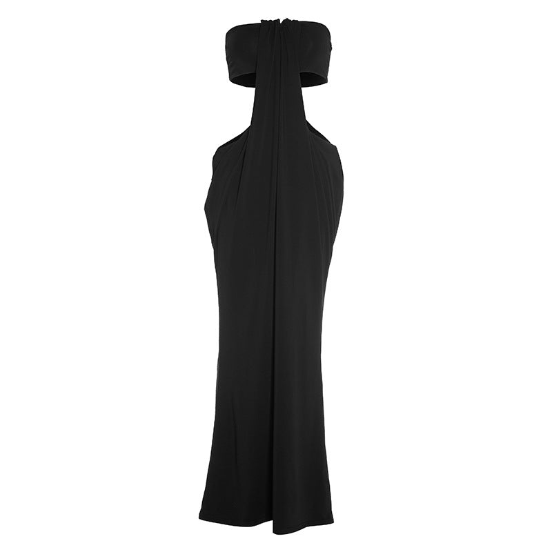 Hollow out ruched solid cut out maxi dress  | Festival Outfits Women-final-sale