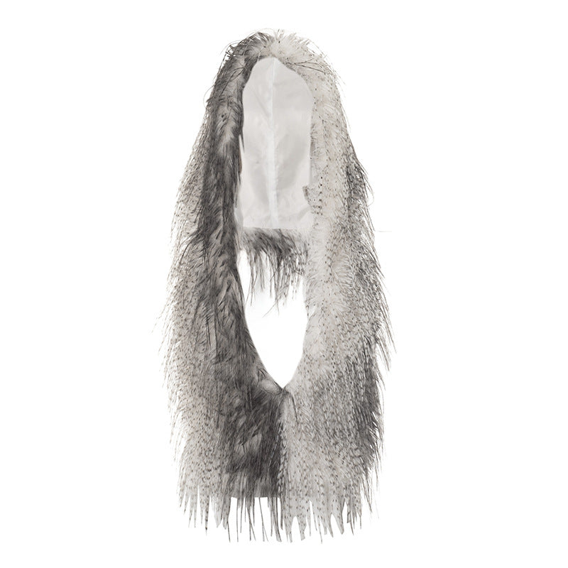 Hoodie fluffy self tie v neck backless top  | Festival Outfits Women