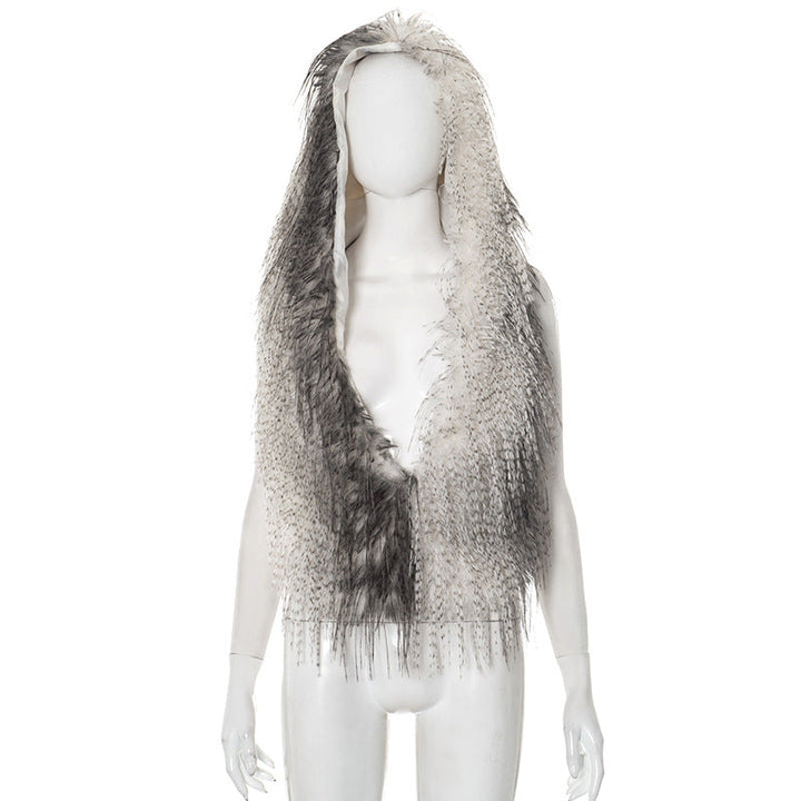 Hoodie fluffy self tie v neck backless top  | Festival Outfits Women