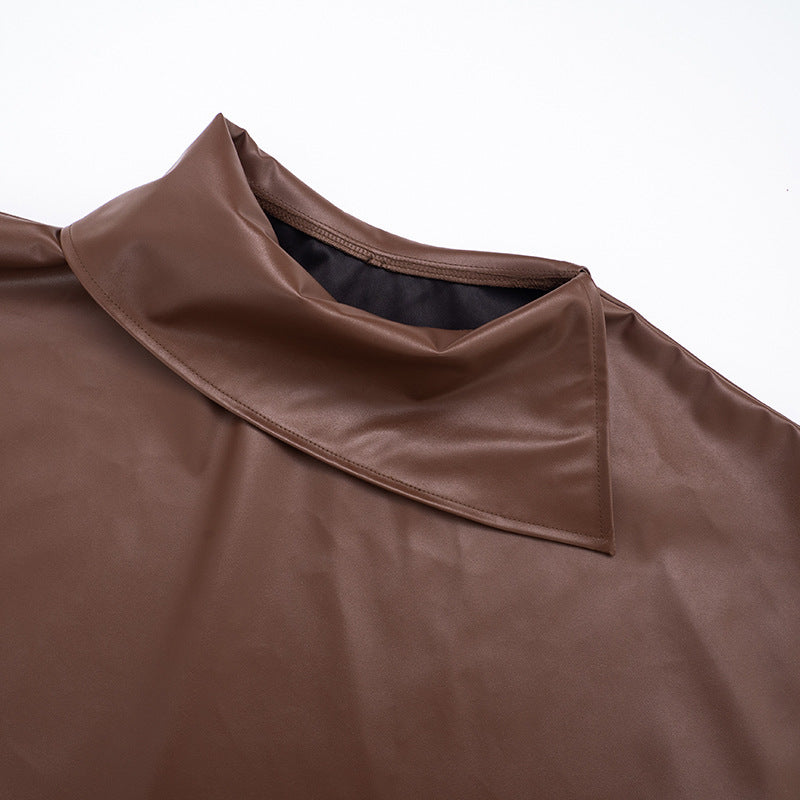 PU leather zip-up ruched irregular mini skirt set Cargo Mini Skirt  | Festival Outfits Women-final-sale