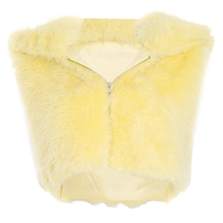 Hoodie sleeveless zip-up fluffy top  | Festival Outfits Women