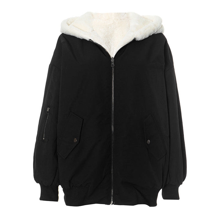 Long sleeve hoodie fluffy 2-way pocket zip-up coat top  | Festival Outfits Women
