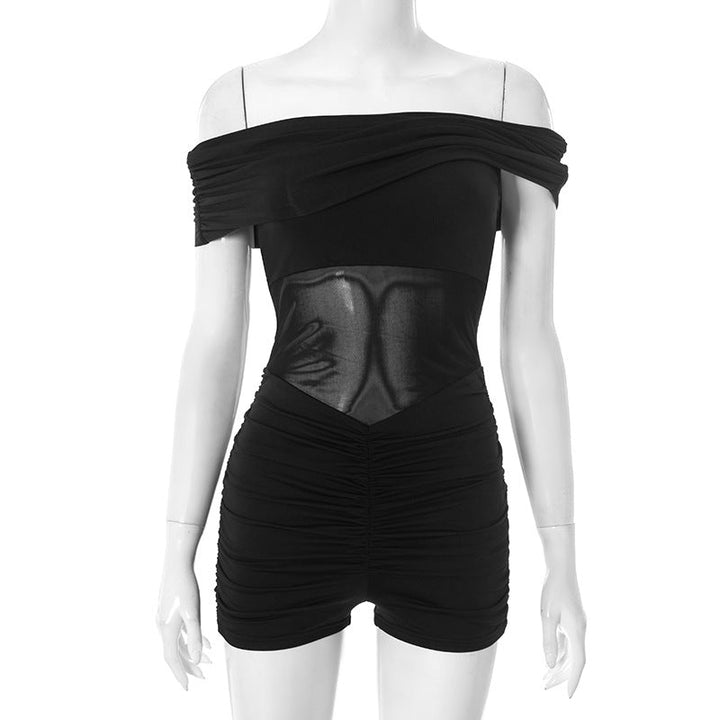 Off shoulder ruched solid romper  | Festival Outfits Women