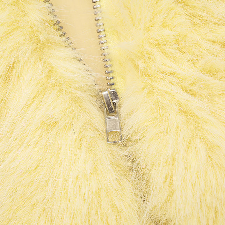 Hoodie sleeveless zip-up fluffy top  | Festival Outfits Women