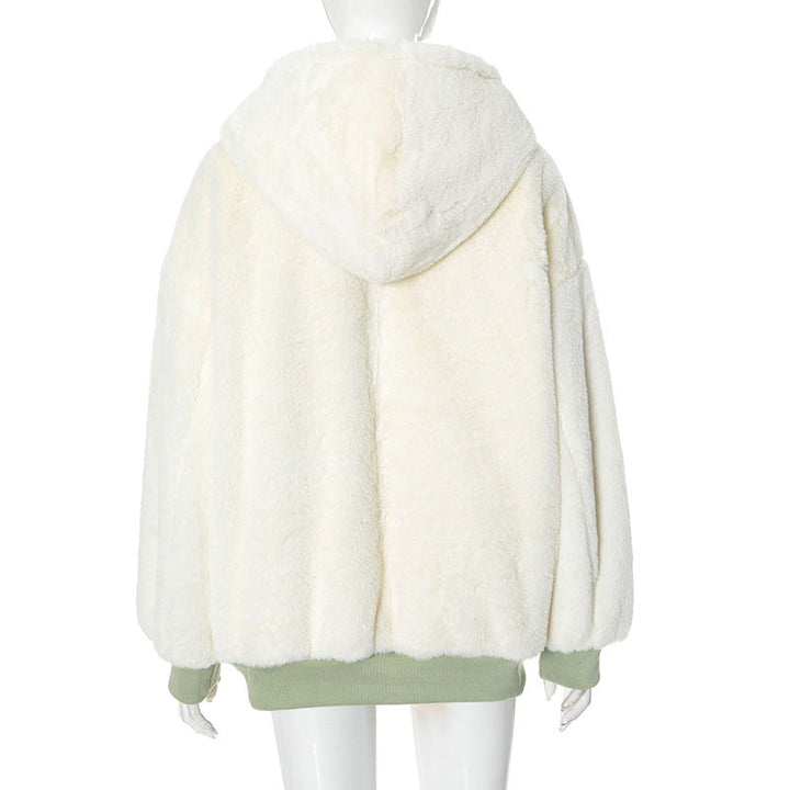 Long sleeve hoodie fluffy 2-way pocket zip-up coat top  | Festival Outfits Women