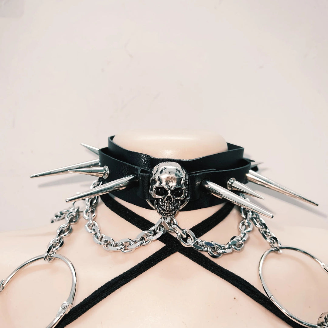 Halter hollow out o ring rivet applique cut out top  | Festival Outfits Women