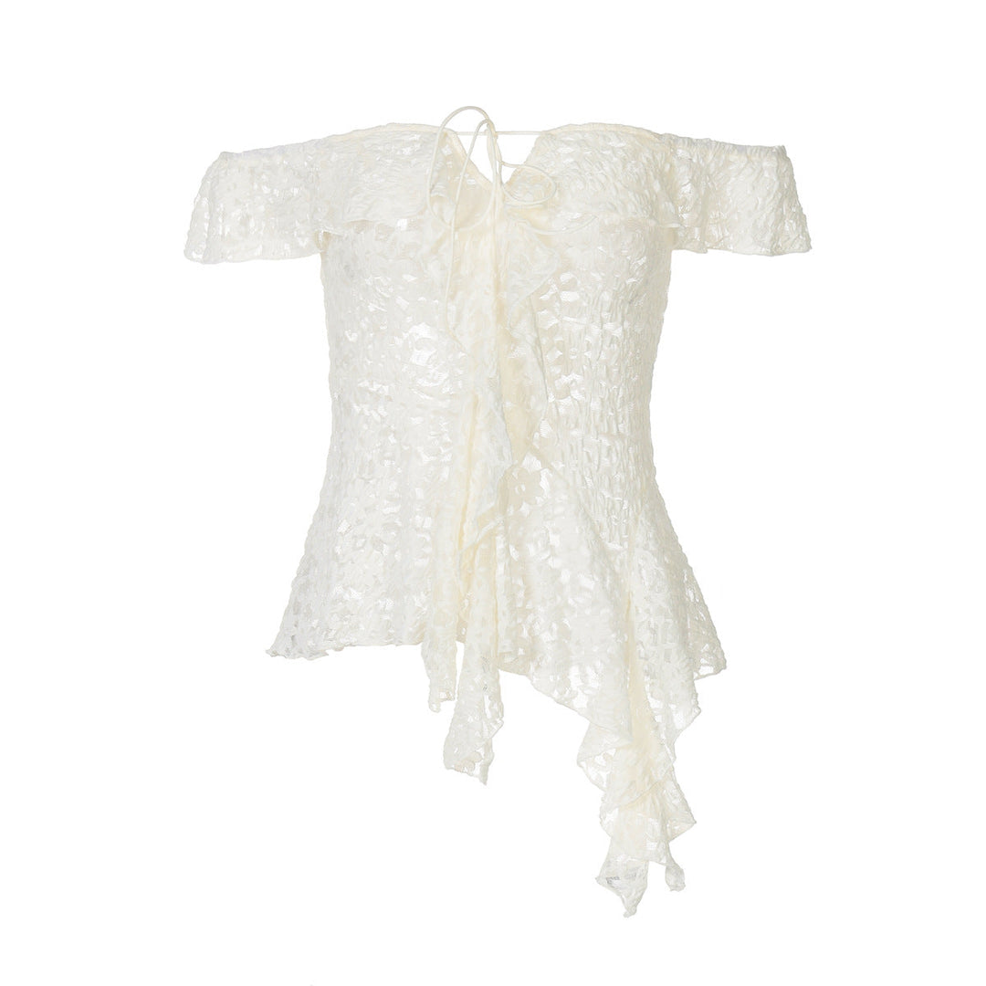 Off shoulder self tie irregular solid top  | Festival Outfits Women