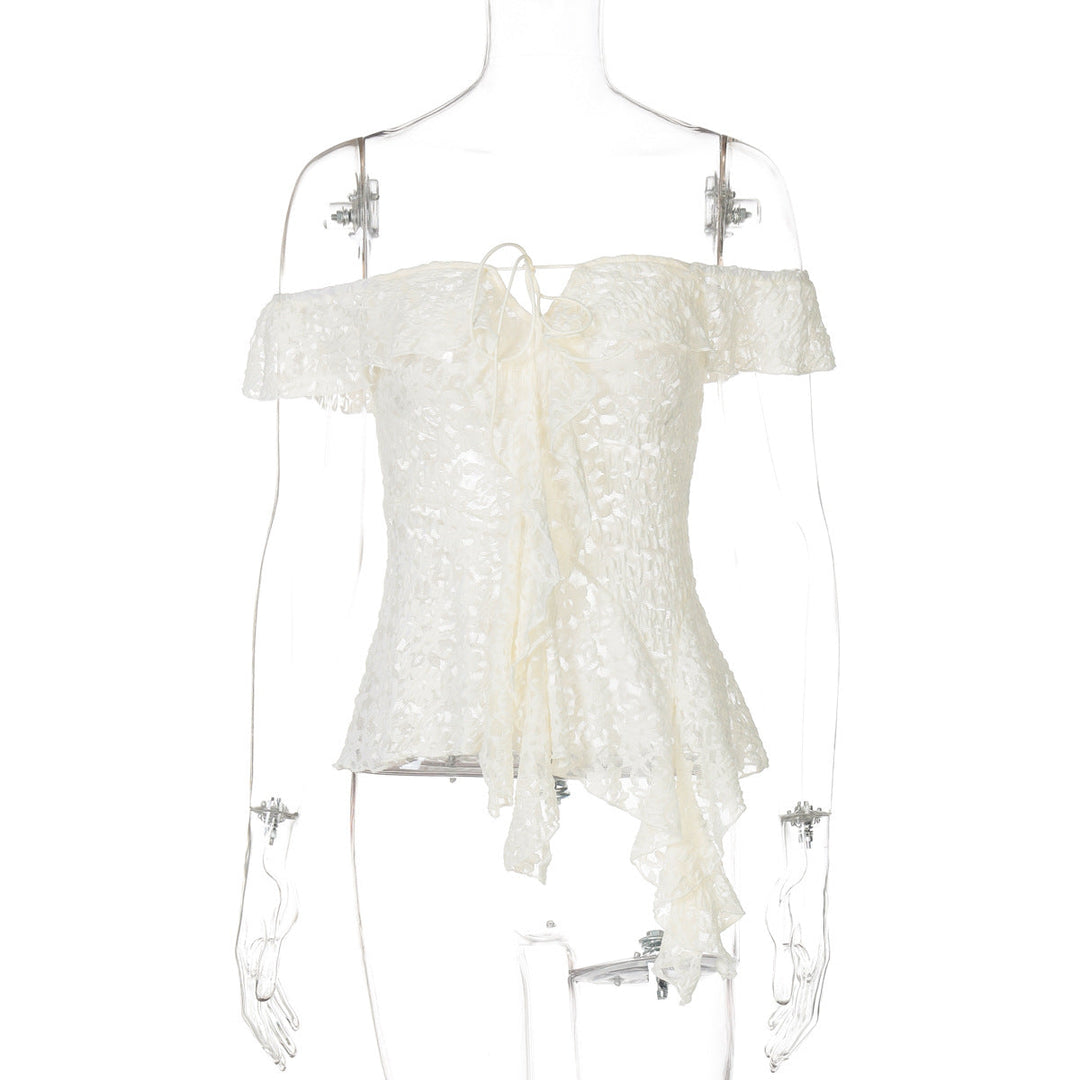 Off shoulder self tie irregular solid top  | Festival Outfits Women