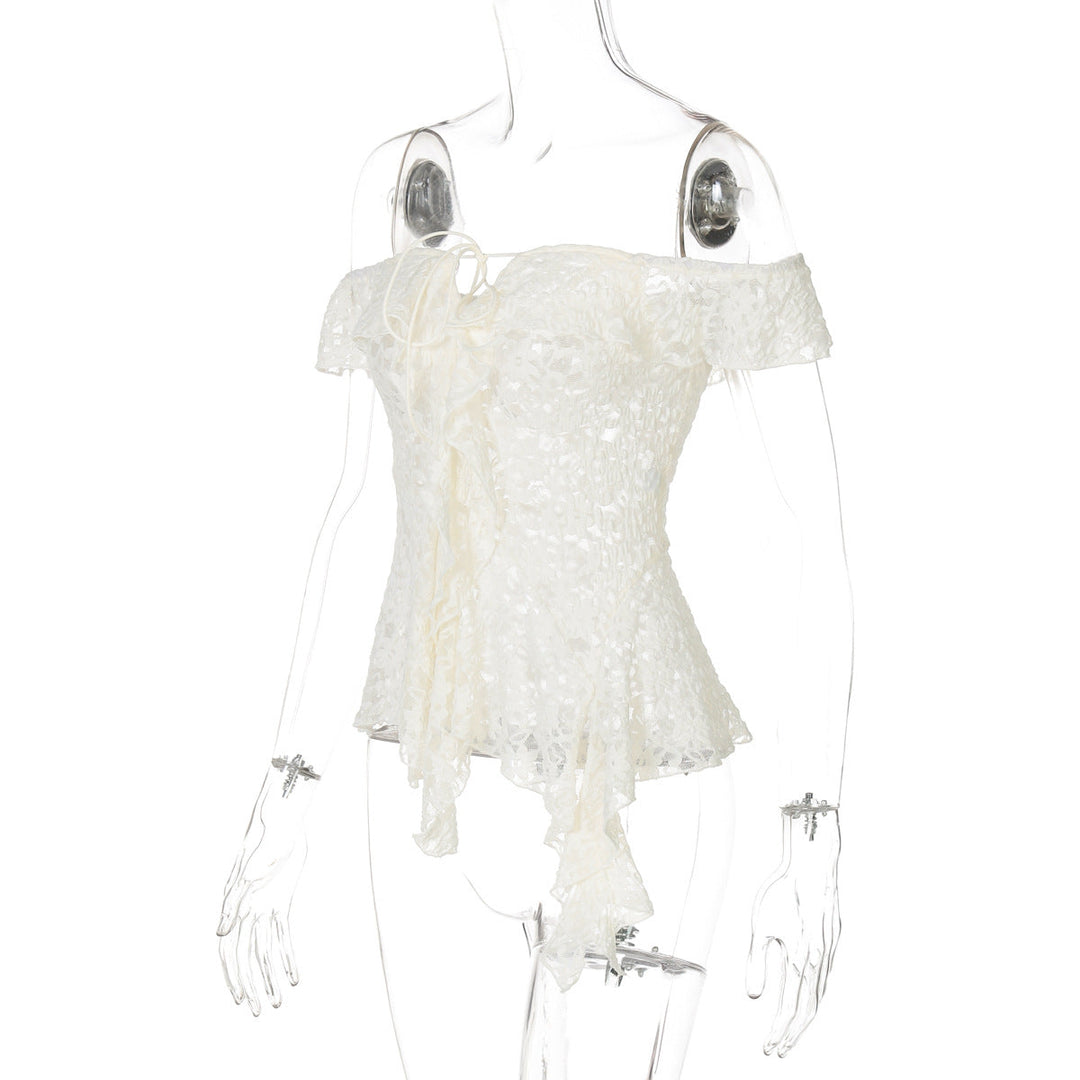 Off shoulder self tie irregular solid top  | Festival Outfits Women