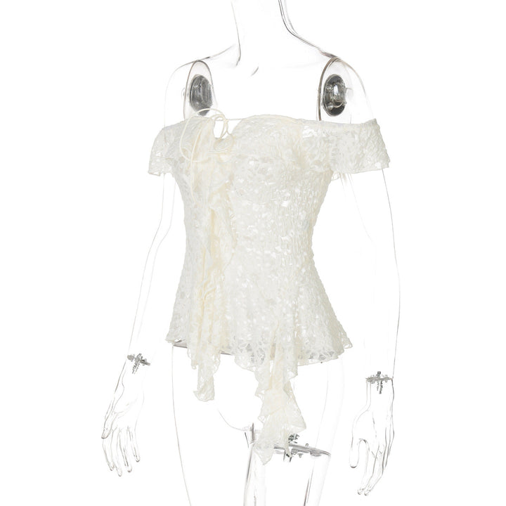 Off shoulder self tie irregular solid top  | Festival Outfits Women