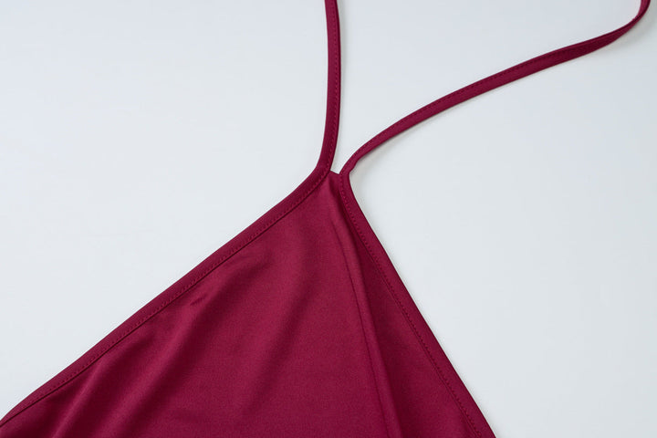 Self tie halter ruched tassels mini dress  | Festival Outfits Women
