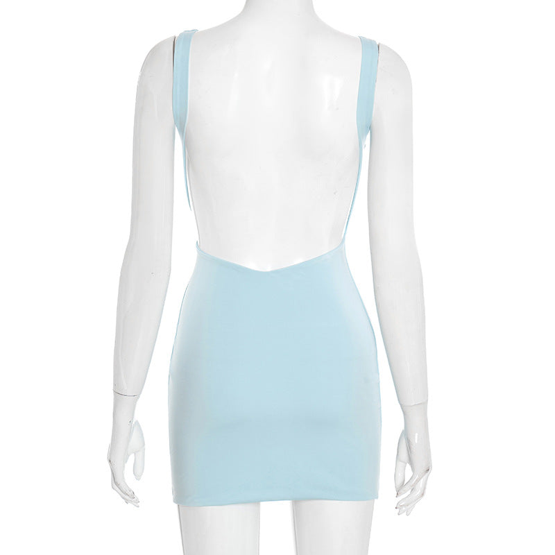 Square neck butterfly applique tank mini dress  | Festival Outfits Women