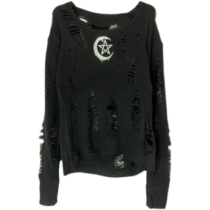 Long sleeve hollow out knitted round neck cut out top  | Festival Outfits Women