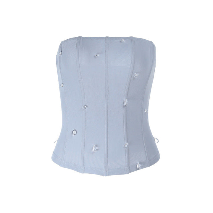 Droplet shaped applique zip-up corset tube top  | Festival Outfits Women