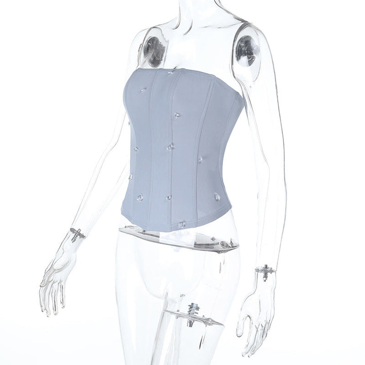 Droplet shaped applique zip-up corset tube top  | Festival Outfits Women