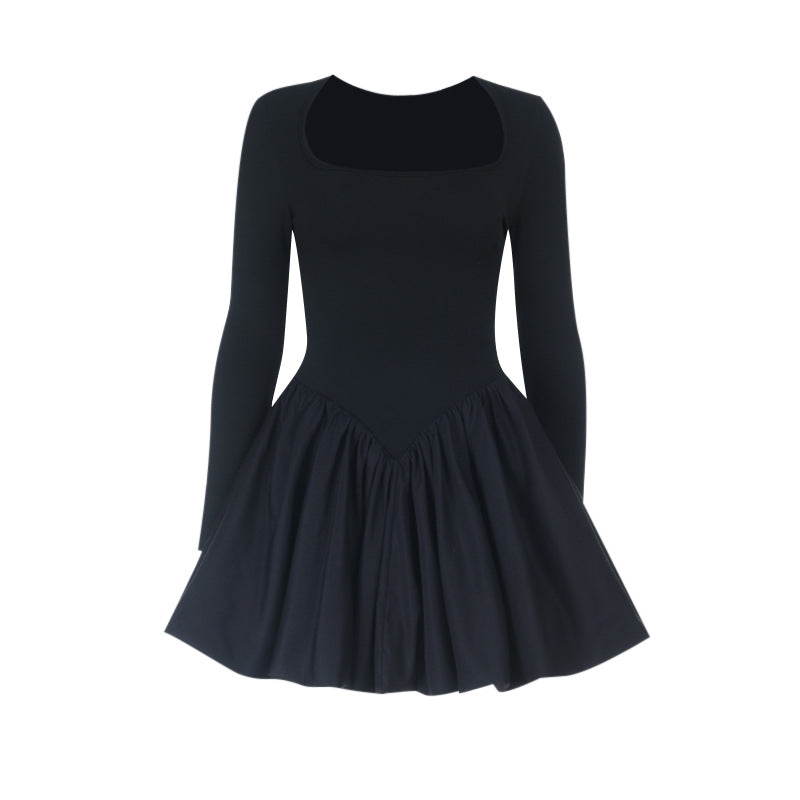 Long sleeve ruched square neck mini dress  | Festival Outfits Women