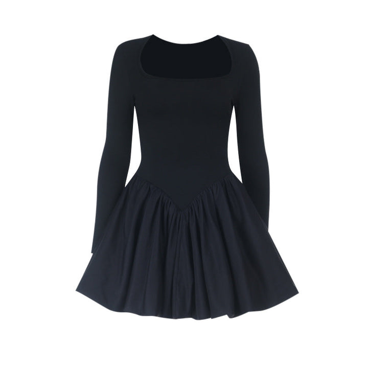 Long sleeve ruched square neck mini dress  | Festival Outfits Women
