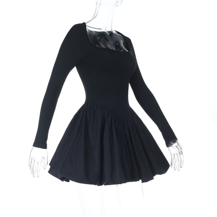 Long sleeve ruched square neck mini dress  | Festival Outfits Women
