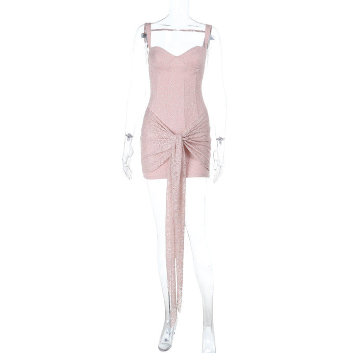 Lace v neck zip-up ruched cami mini dress  | Festival Outfits Women