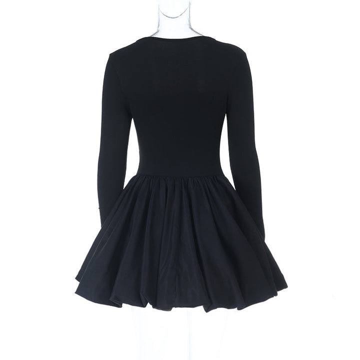 Long sleeve ruched square neck mini dress  | Festival Outfits Women