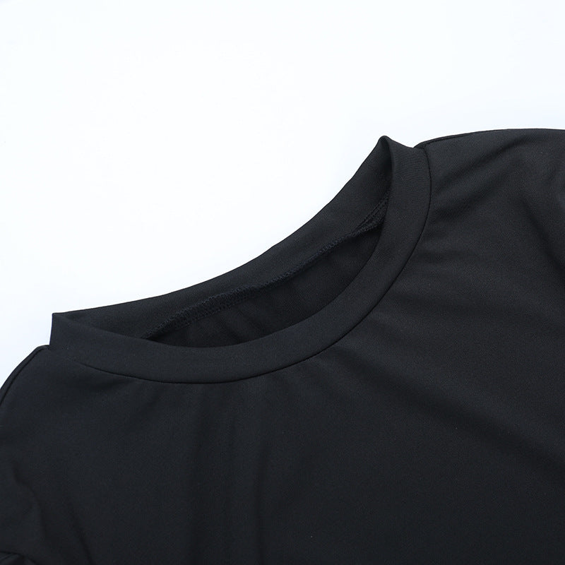 Long sleeve crewneck hollow out ruched cut out mini dress  | Festival Outfits Women