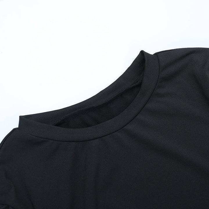 Long sleeve crewneck hollow out ruched cut out mini dress  | Festival Outfits Women