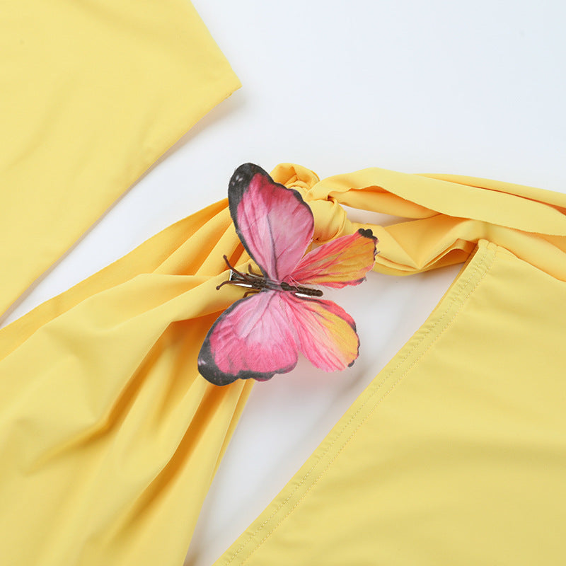 Irregular hollow out butterfly applique cut out mini dress  | Festival Outfits Women