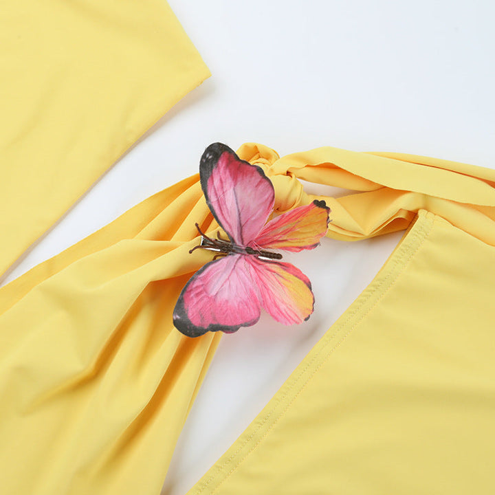 Irregular hollow out butterfly applique cut out mini dress  | Festival Outfits Women