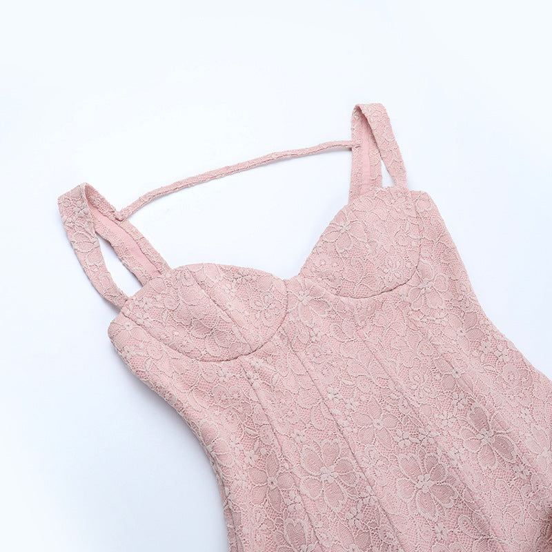 Lace v neck zip-up ruched cami mini dress  | Festival Outfits Women