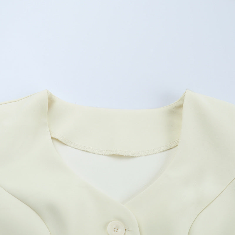 Long sleeve v neck button solid mini skirt set  | Festival Outfits Women