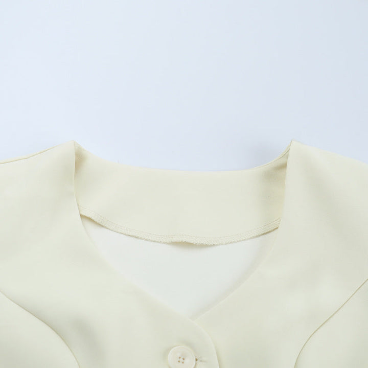 Long sleeve v neck button solid mini skirt set  | Festival Outfits Women