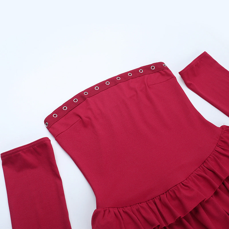 Ruffle gloves ruched backless tube mini dress  | Festival Outfits Women