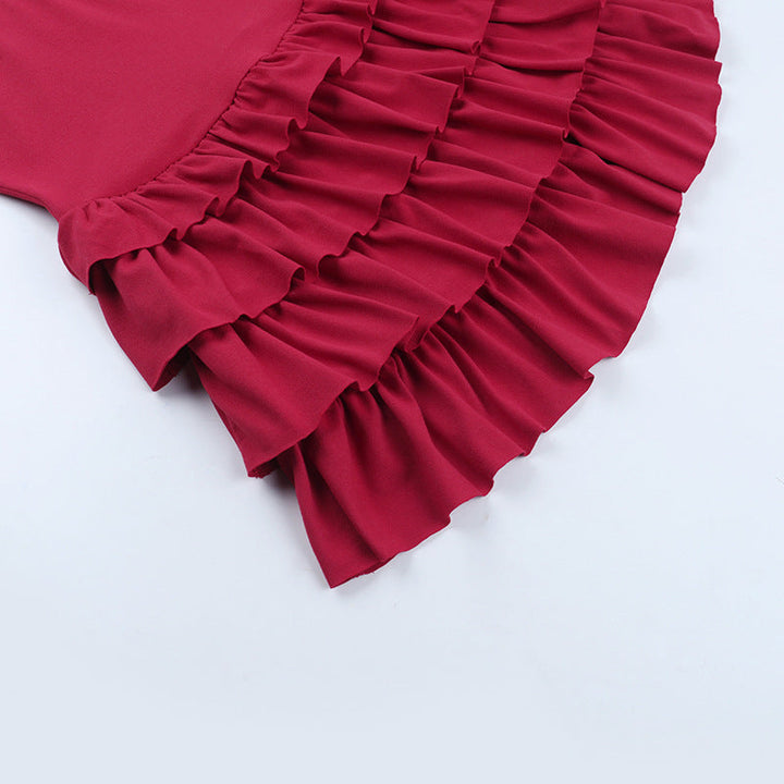 Ruffle gloves ruched backless tube mini dress  | Festival Outfits Women