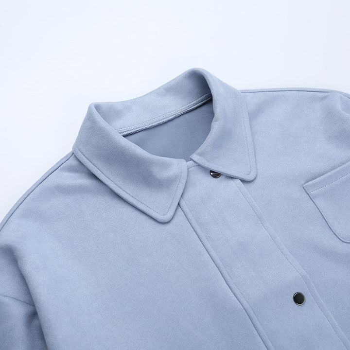 Turnover collar long sleeve zip-up button top  | Festival Outfits Women