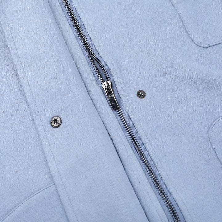 Turnover collar long sleeve zip-up button top  | Festival Outfits Women