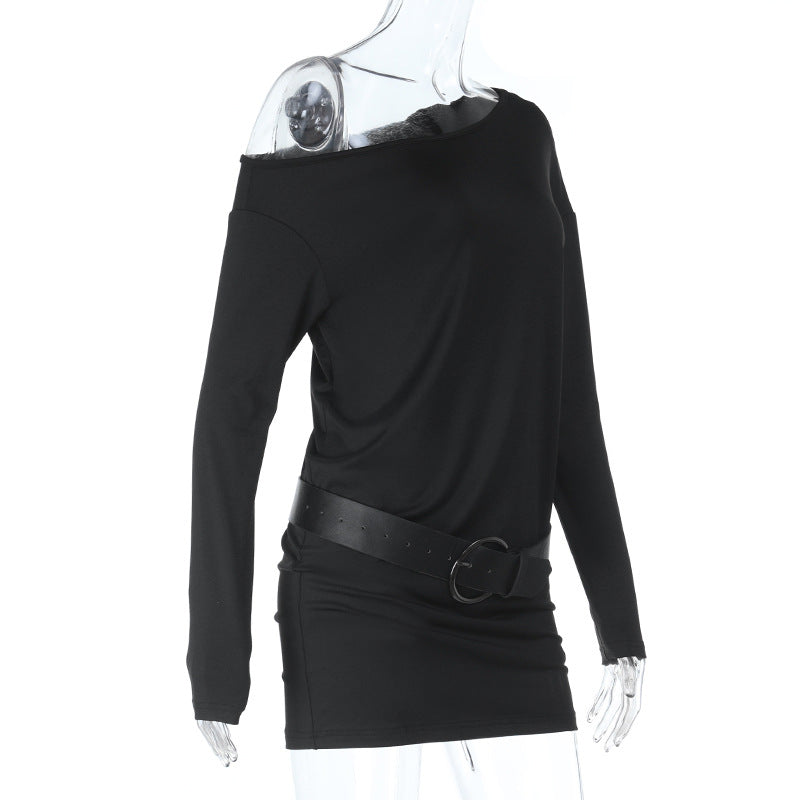 One shoulder long sleeve irregular mini dress  | Festival Outfits Women