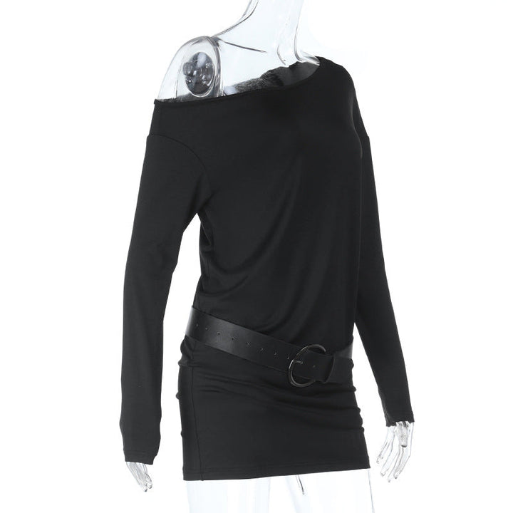 One shoulder long sleeve irregular mini dress  | Festival Outfits Women
